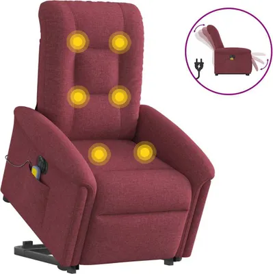 Image de Fauteuil inclinable de massage électrique Rouge bordeaux Tissu