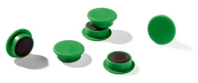 Produktbild von Langzeitmagnete (21 mm, 210 Stück) - 6 grüne, für Pinnwände, Kühlschränke und andere.