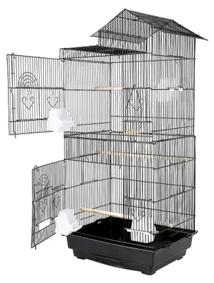 Produktbild von Voliere, große Vogelkäfig-Voliere für den Außenbereich für Papageien, Wellensittiche, Kanarienvögel, Sittiche, Nymphensittiche und Finken, 46 × 35,5 × 99 cm
