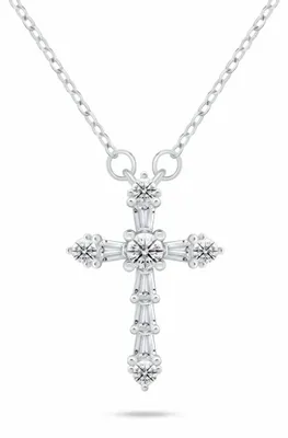 Immagine prodotto di Collana d'argento con strass, modello croce, codice prodotto NCL176W, per donna