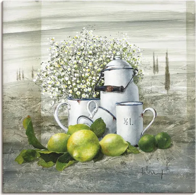 Produktbild von ARTland Leinwandbild Stillleben mit Milchkanne Größe: 40x40 cm