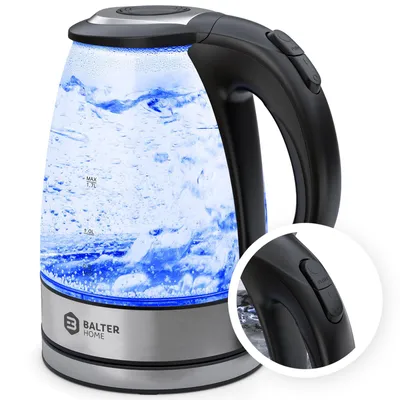 Produktbild von Balter WK-09 Wasserkocher Glas 1,7L - Glaswasserkocher Edelstahl - 2200W - LED - BPA Frei