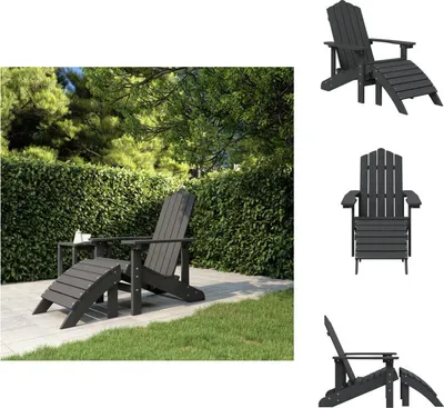 Produktbild von vidaXL Adirondack-Gartenstuhl mit Fußstütze HDPE Anthrazit - Gartenstühle
