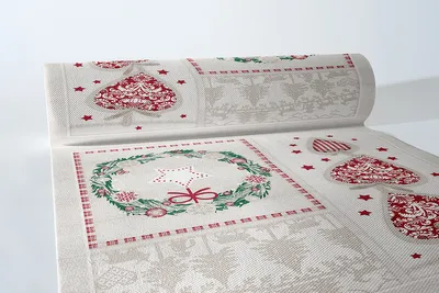 Produktbild von Airlaid Tischläufer Benita, 40 cm x 24 m , 1 Stück - Mank - Weihnachten Patchwork Cottage Style
