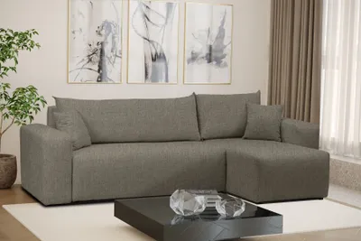 Produktbild von Kaiser Möbel Ecksofa mit schlaffunktion und bettkasten, Eckcouch, Sofa L-form, BALTIMORE Rechts Dunkelbeige