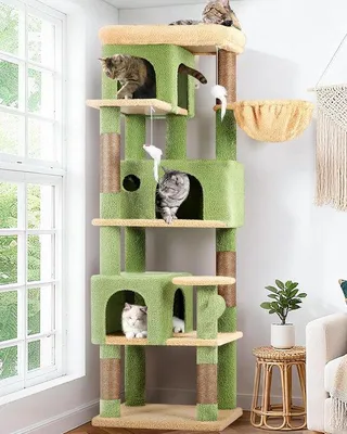 Produktbild von Große Katzenbaum in Kakteenform mit Hängematte und Krabbenstange für Innenraum