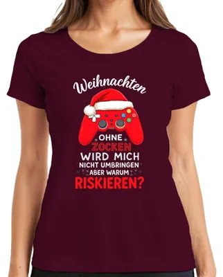 Obrázek produktu pro Bez her mě nezabije Vánoce Gamer Gamer Dámské tričko, Burgundy, S