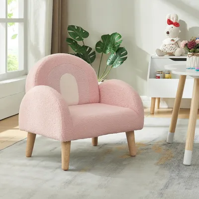Produktbild von Kindersessel 'Sorreindi' 50 x 50 x 45 cm Teddystoff Rosa