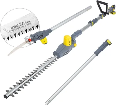 Produktbild von Akku-betriebene 2-in-1-Heckenschere, Hochenschnittsäge und Stichsäge mit 20 V/2 Ah Lithium-Ionen-Akku, Schnellladegerät, 45 cm Schwertlänge, Teleskopstiel bis 3,2 m