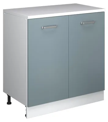 Produktbild von Küchenschrank für Dachschrägen Vicco R-Line Blau-Grau 80 cm ohne Schräge mit 2 Türen, Model 61823