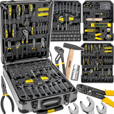 Produktbild von Werkzeugset im Koffer 186-tlg., WMC Tools Hammer Zangen Bits Schlüssel