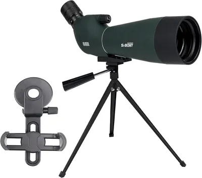 Immagine prodotto di Cannocchiale di puntamento Svbony SV28PLUS 20-60x80mm, con adattatore telefonico per treppiede, mirino impermeabile A5 Claret Red FMC BAK4 per il tiro al bersaglio per