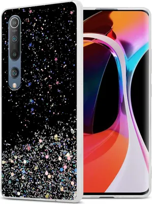 Produktbild von Cadorabo Hülle für Xiaomi Mi 10 / Mi 10 PRO in Schwarz mit Glitter Schutzhülle aus flexiblem TPU Silikon mit funkelnden Glitter Case Cover Etui Handy Hülle