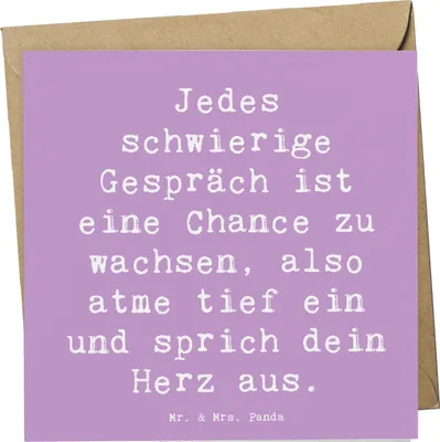 Produktbild von Mr. & Mrs. Panda Grußkarte Spruch Ein schwieriges Gespräch führen - Lavendeltraum - Geschenk, Klappkarte, Mut, Emotionen, Ermutigung, Glückwunschkarte, Inspiration, Trost