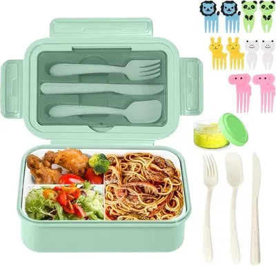 Image de Boîte repas 3 compartiments 1 400 ml, adaptée au micro-ondes