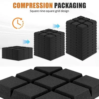 Produktbild von Set aus 12 selbstklebenden schalldämmenden Schaumplatten, Maße 30 x 30 x 5 cm, schalldämmend und brandschutzfähig, geeignet für akustische Behandlung in Wohnungen und Büros