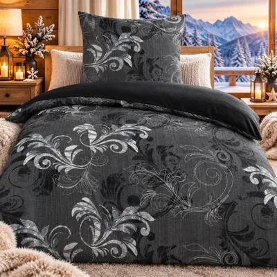 Produktbild von Bettwäsche Winter Flausch Cashmere Touch Uni Wende warm 2 teilig 135x200 mit RV Farbe Ranke Anthrazit