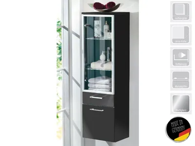 Produktbild von Hochschrank mit Glastür anthrazit