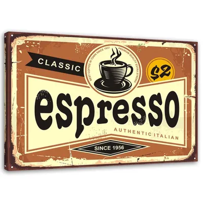 Produktbild von Leinwandbild espresso-schild 60x40 cm Feeby braun wandbild bereit zum aufhängen