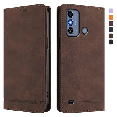 Image de Etui pour ZTE Blade A53, étui rétro en cuirPolyuréthaneavec support et fentes pour cartes de crédit Marron