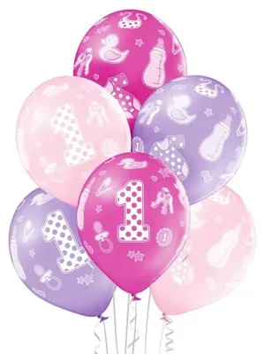 Produktbild von Ballons, 1. Geburtstag, 30 cm, 6 Stück - Aliga