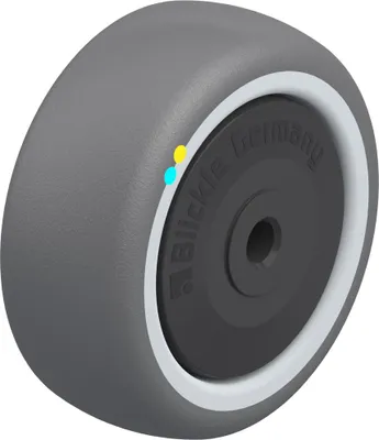 Produktbild von 80-mm-Rad mit grauem, elektrisch leitfähigem, thermoplastischem Polyurethan auf Nylon