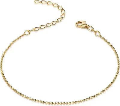 Produktbild von MATERIA by Matthias Wagner Glitzer Armband Gold Kugelkette 1,2mm Silber 925 vergoldet diamantiert 17-22cm SA-67