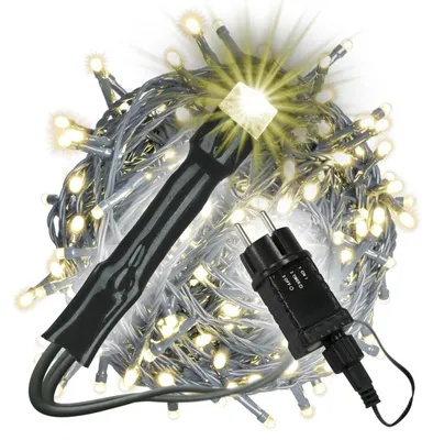 LED Lichterkette 400 warmweiß 50 m grünes Kabel Timer IP44