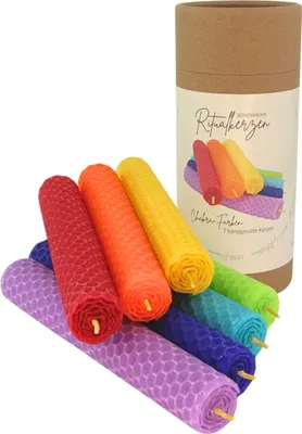 Produktbild von Bienenwachs Ritualkerzen Set in den 7 Chakra Farben