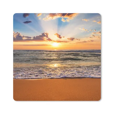 Produktbild von MuchoWow® Mauspad Mousepad Strand - Sonnenuntergang - Meer - Wolken - Horizont 20x20 cm - Mousepads - Maus Mat - Pad - Mausunterlage - Desk Mat - Bureauartikeln