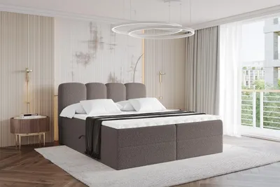 Produktbild von ALTDECOR Boxspringbett - H4 Matratze und Topper - NINA - 180x200 - Braun - Doppelbett, Boxbett, Polsterbett mit Bettkasten mit Stauraum und Kopftei