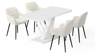 Imagen del producto de Set de mesa de comedor Vicco Fenaro Blanco 120 x 80 cm con 4 sillas de comedor, Model 62774