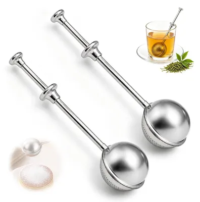 Produktbild von 2-in-1 Teesieb und Mehlsieb - Aus 304 Edelstahl - Küchensieb für Tee und Mehl - 2 Stück