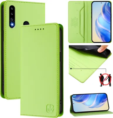 Produktbild von Lederhülle für Samsung Galaxy A20S Hülle Flip Brieftasche Kartenfächern Ständer Schutzhülle Grün