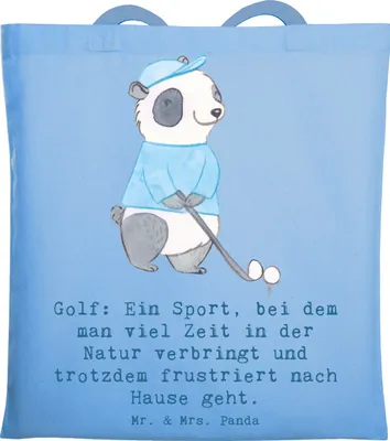 Produktbild von Mr. & Mrs. Panda Jutebeutel Golf Erlebnis - Sky Blue - Geschenk, Sportarten, Natur, Shopping Tasche, Sportart, Teamsport, Sportler Geschenke, Sport, Humor, Tote Bag