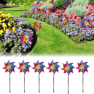 Produktbild von Windmühlen-Set 6 Stück rotierend für Garten Terrasse und Balkon