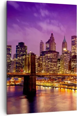 Produktbild von Bild auf Leinwand - Leinwandbild - Einteilig - New york nacht brooklyn brücke - 70x100cm - Wand Bild - Wandbilder - Leinwanddruck - Wanddekoration - Leinwand bilder - Wandbild - PA70x100-2660