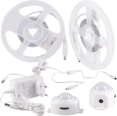 Immagine prodotto di Set di strisce LED 12 V, 2 x 2 m, con alimentatore e sensore PIR, 4000 K, IP20  316400 Polux