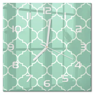 Produktbild von Glas Wanduhr 30x30 cm - Wanduhr - lautlose Wanduhr - ohne Ticken - geräuschloses Uhrwerk - schleichende Zeiger - moderne Uhr - Design Uhr - Wohnzimmer Uhr - Marokkanischer Hintergrund