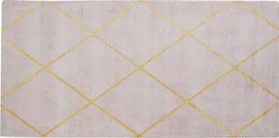 Zdjęcie produktu dla BELIANI Dywan wiskozowy różowy 80 x 150 cm geometryczny wzór ozdobny dekoracja salon sypialnia