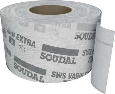 A roll of sealing tape with branding and product information printed on it.
