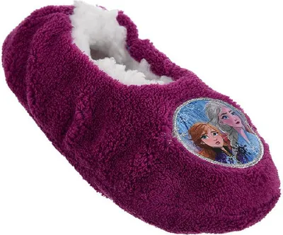 Produktbild von Frozen - Die Eiskönigin Anna Elsa Winter Hausschuhe Pantoffeln Fleece warm gefüttert Gumminoppen, Farbe:Lila, Größe:25/26 EU