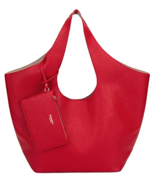Immagine prodotto di Borsa a tracolla beige in ecoFinto cuoio, capiente, con pochette interna coordinata