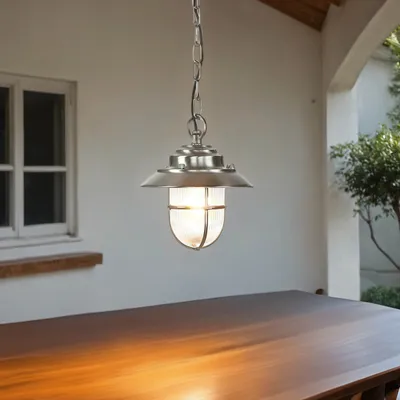 Produktbild von Hängelampe außen Messing massiv IP54 Maritim Balkon Terrasse Eingang Außenleuchte