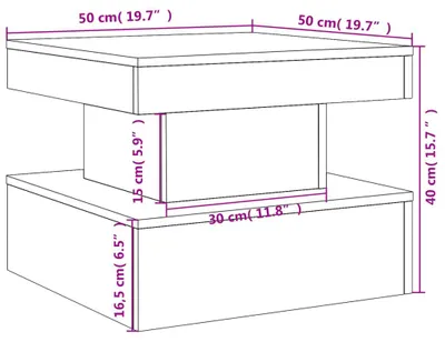 Imagen del producto de Mesa de centro vidaXL con luces LED, color gris cemento, 50x50x40 cm