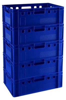 Produktbild von 5 Stück E2 Kisten 60x40x20 Fleischkiste Lagerkiste Metzgerkiste blau