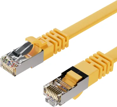 Produktbild von RJ45 Flachkabel m. CAT 7 Rohkabel slim gelb 7,5m
