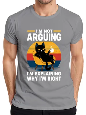 Productafbeelding van "Ik ben niet aan het discussiëren, ik leg uit waarom ik gelijk heb" - Sarcastisch heren T-shirt, grijs, maat XL