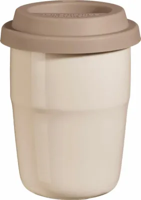 Produktbild von ASA Selection cup & go Thermobecher creme, Deckel braun, Isolierbecher, Trinkbecher, Porzellan / Silikon, Natur, 200 ml, 34701024