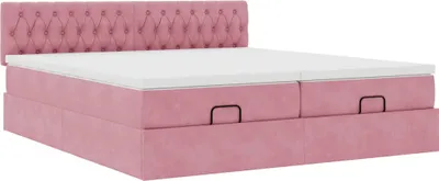 Produktbild von Ottoman-Bett mit Matratzen Rosa 180x200 cm Samt